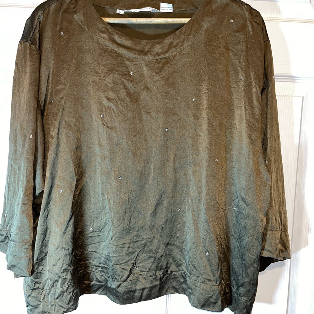 Chic 100% Silk Olive Women's Blouse